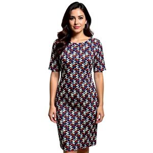 LuLaRoe Julia Dress XS NWT Navy Multi Geometric Chevron Sheath Short Sleeve NWT